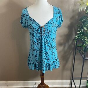 Apt. 9 Teal and Black Stretch Top